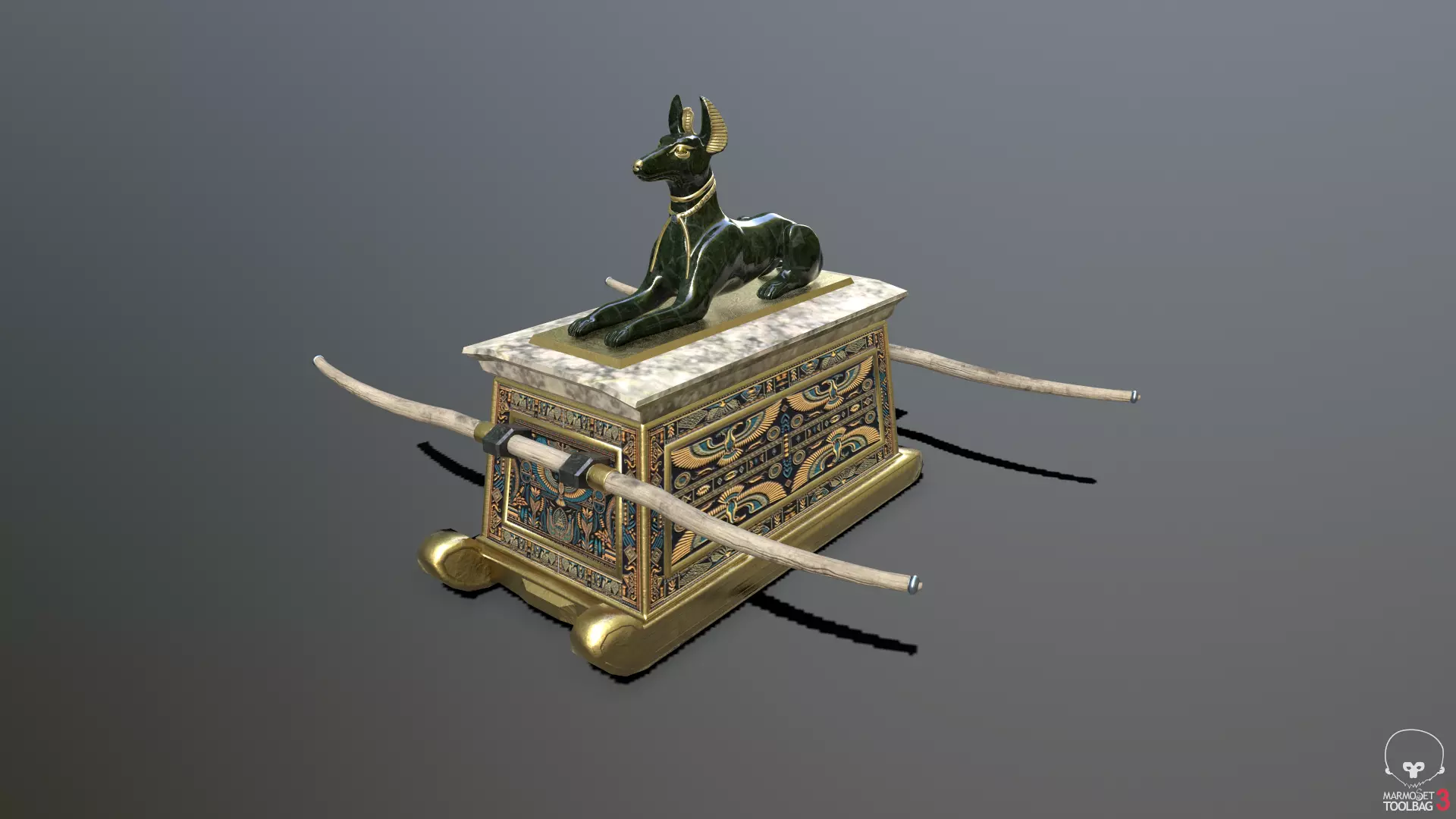 Egyptian Chest Low-poly 3D model_0