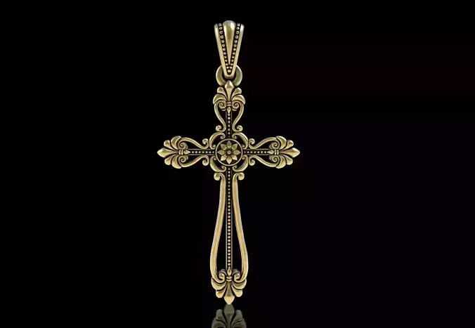 Floral Design Cross Pendant