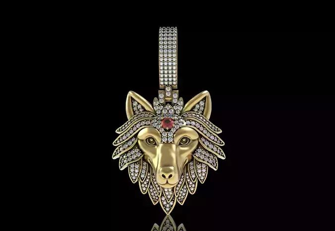 Wolf Diamond Pendant