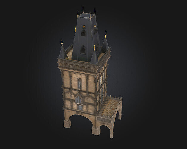 Gothic Tower Architecture  A Soaring Symbol of Dark Elegance 3D model 7