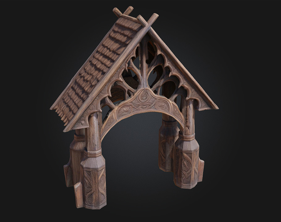 Nordic Carved Gatehouse  A Sentinel of Ancient Nordic  3D model_1