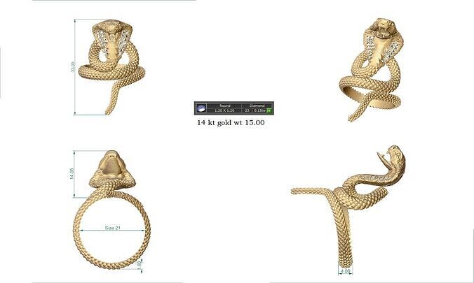 Snake Ring 3D Model High-Quality Jewelry Design 3D print model