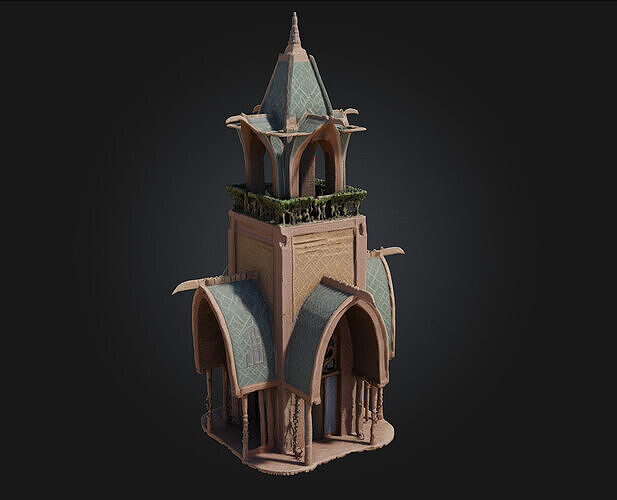Elven Tower A Graceful Spire of Ancient Magic 3D model 2