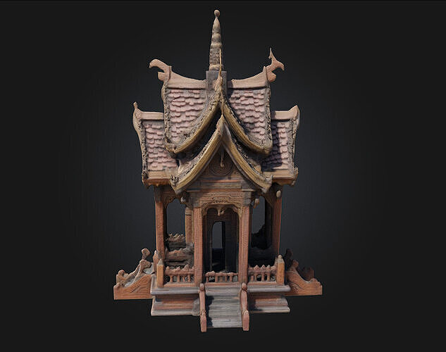 Wooden Temple Model  A Sacred Structure of Natural Harmony 3D model 6