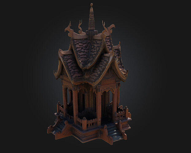 Wooden Temple Model  A Sacred Structure of Natural Harmony 3D model 4