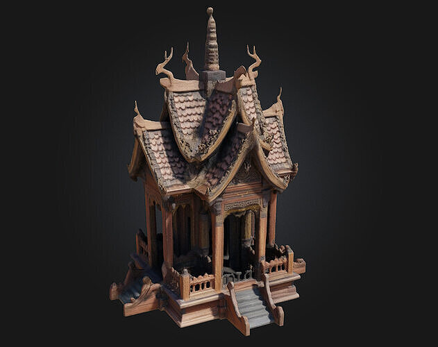 Wooden Temple Model  A Sacred Structure of Natural Harmony 3D model 2