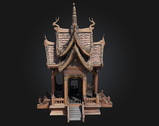 Wooden Temple Model  A Sacred Structure of Natural Harmony 3D model 7