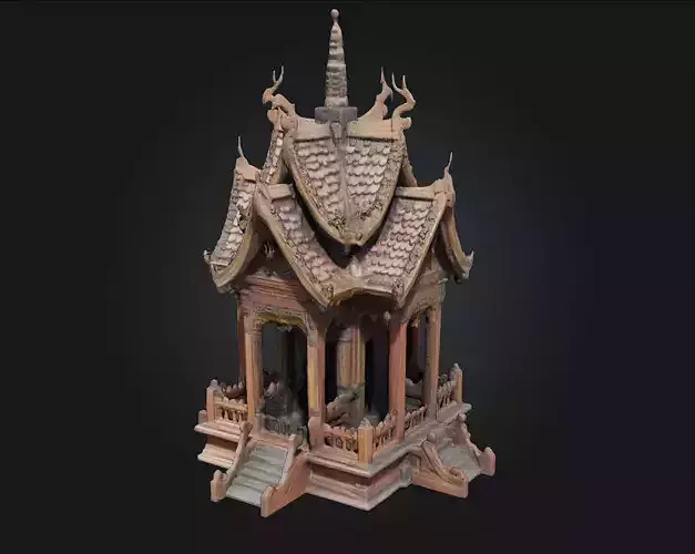 Wooden Temple Model  A Sacred Structure of Natural Harmony