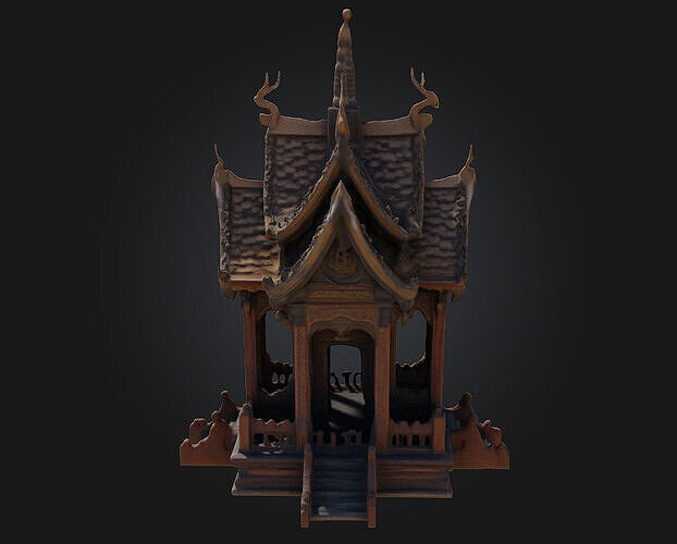 Wooden Temple Model  A Sacred Structure of Natural Harmony 3D model 5