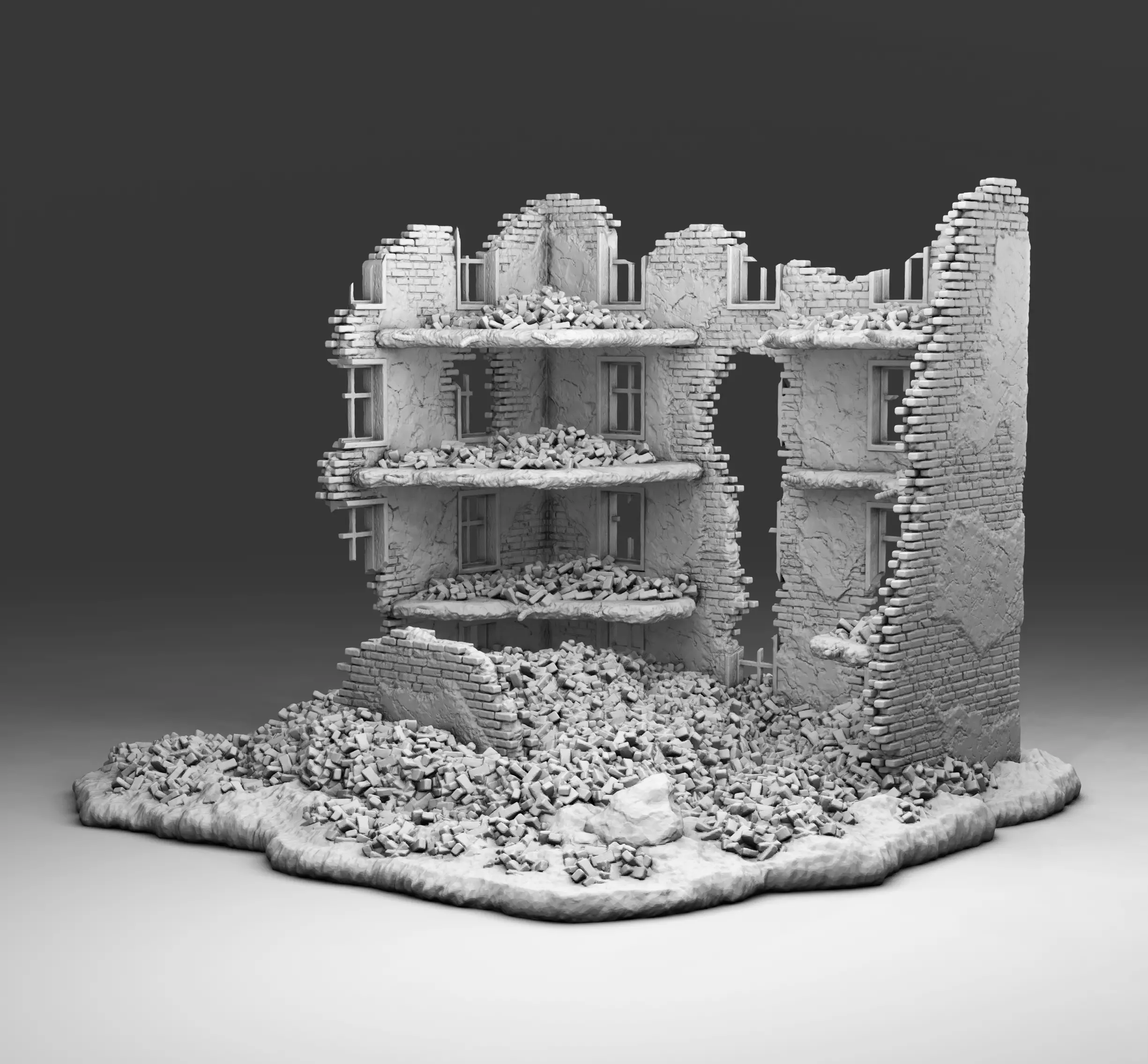 The ruins of the building 3D print model