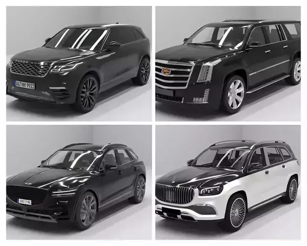 4 SUV cars Mercedes-Benz - Genesis - Range Rover - Cadillac