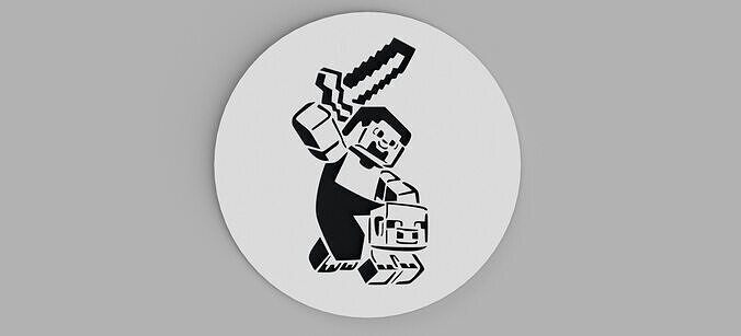 Minecraft Steve with Pig and Sword Logo Coaster Free 3D print model