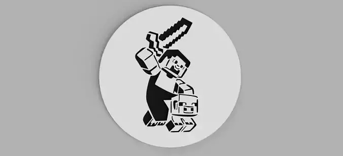 Minecraft Steve with Pig and Sword Logo Coaster Free 3D print model