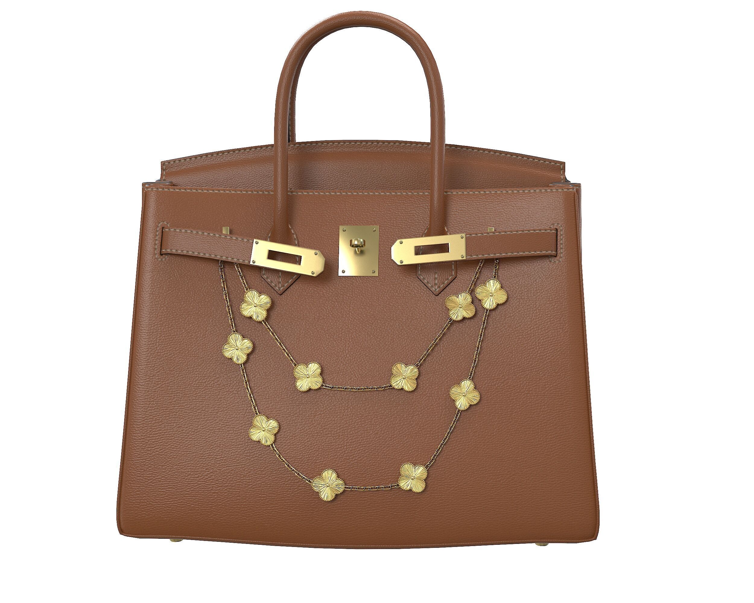 Hermes Birkin Bag with Chain Low-poly 3D model_18