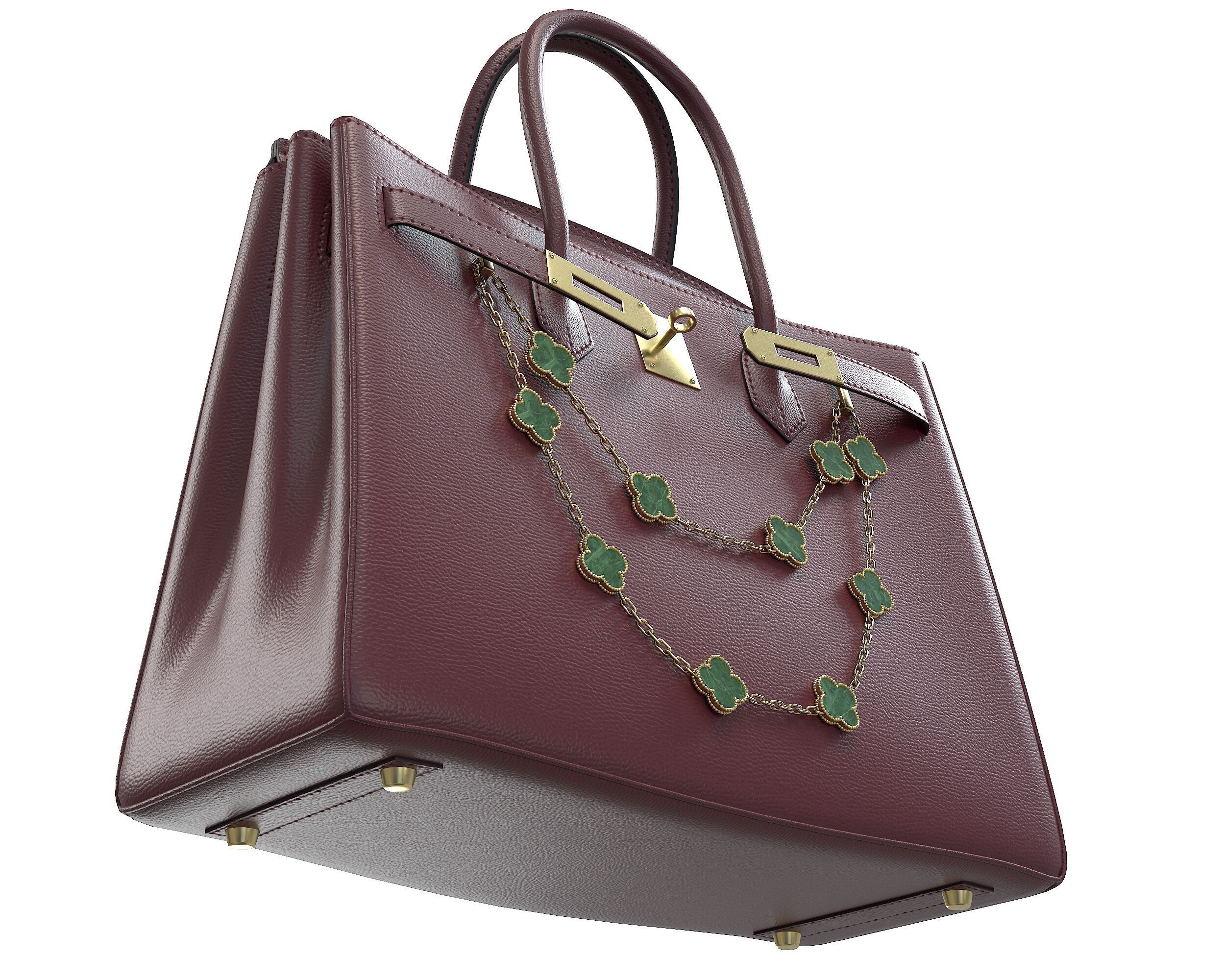 Hermes Birkin Bag with Chain Low-poly 3D model_12