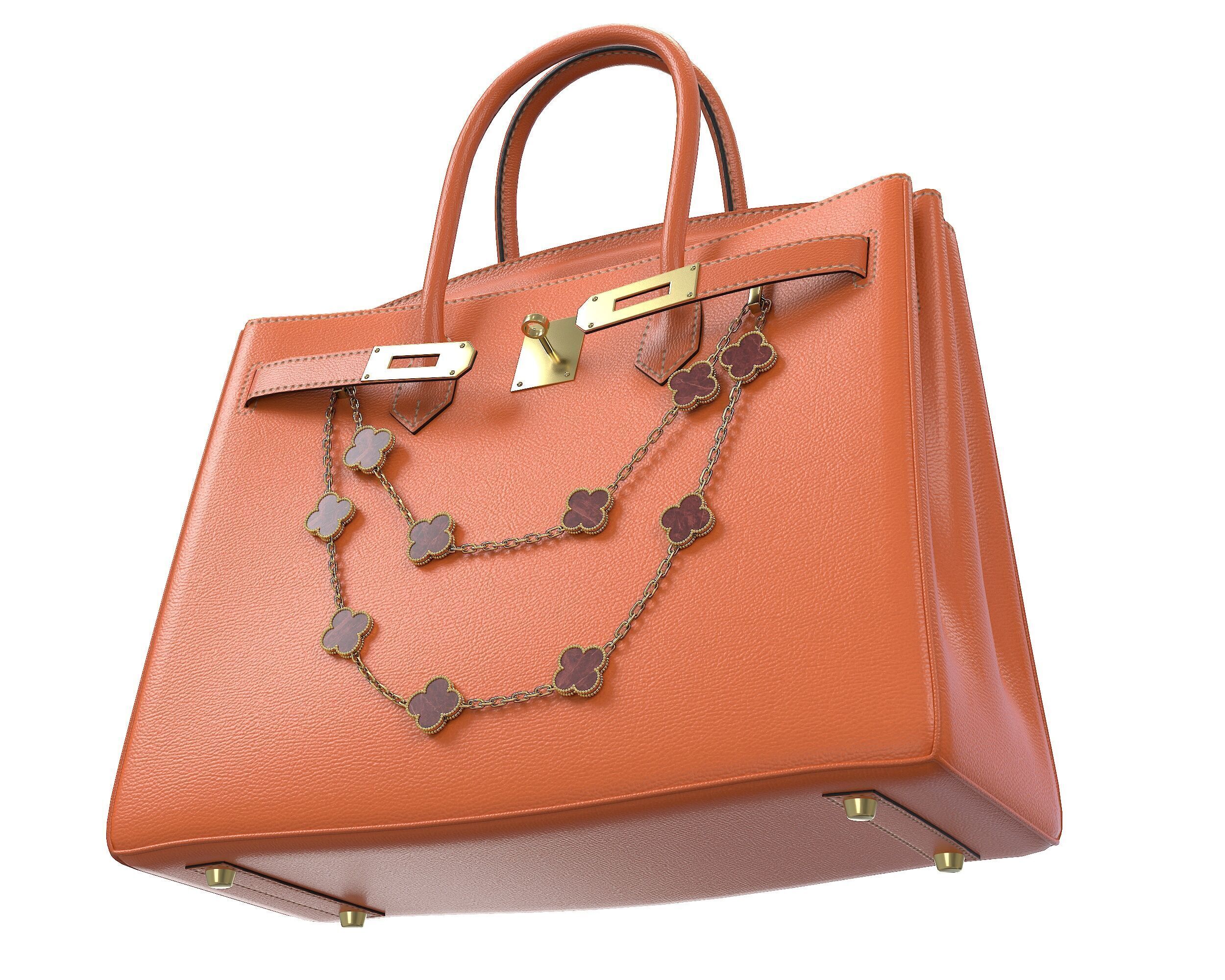 Hermes Birkin Bag with Chain Low-poly 3D model_19