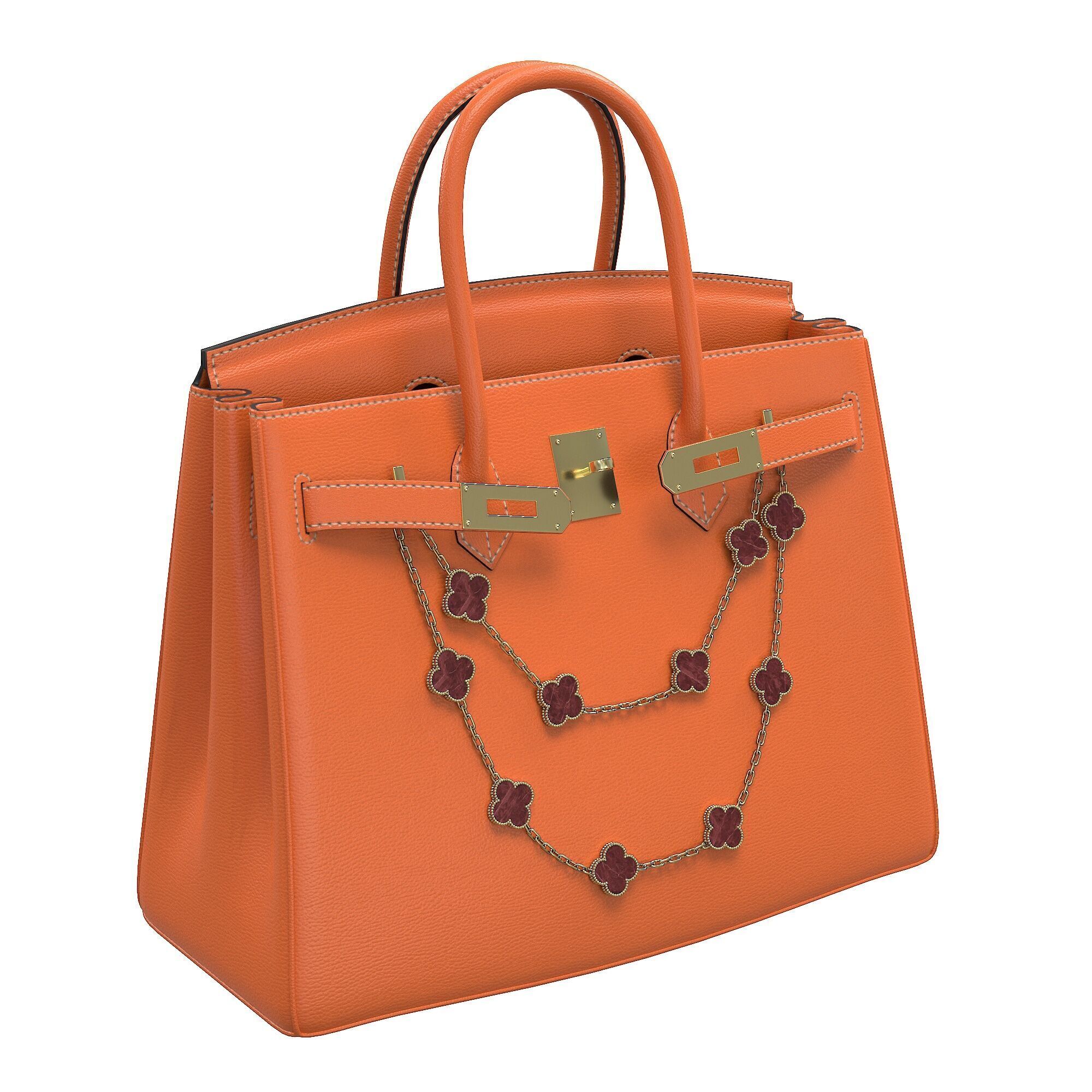 Hermes Birkin Bag with Chain Low-poly 3D model_20