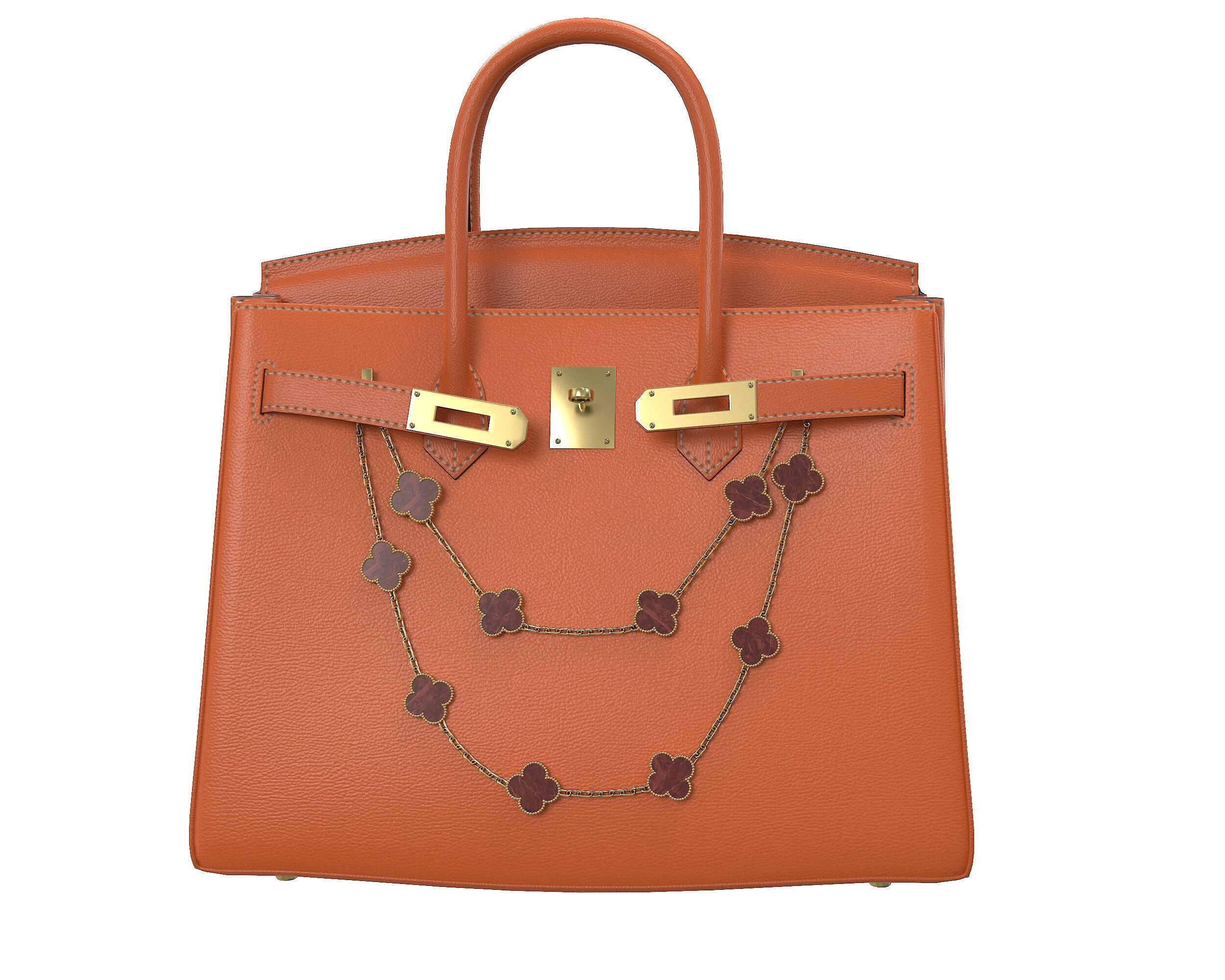Hermes Birkin Bag with Chain Low-poly 3D model_21