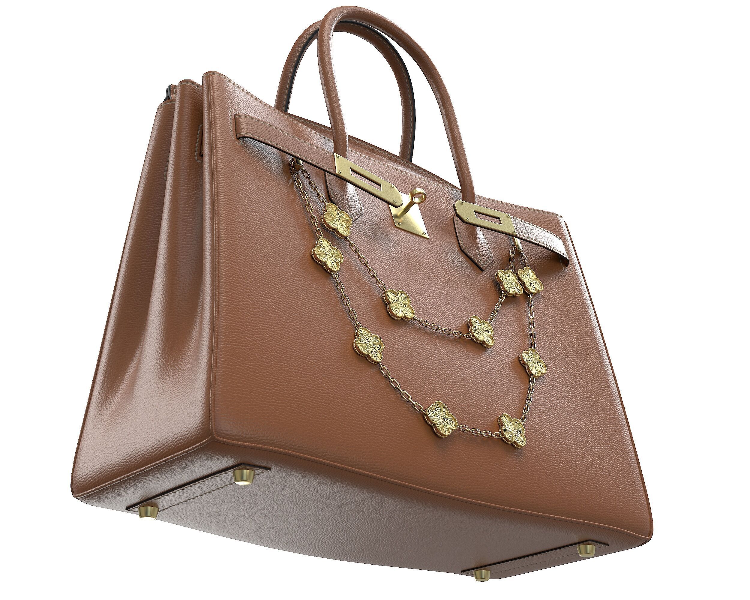 Hermes Birkin Bag with Chain Low-poly 3D model_14