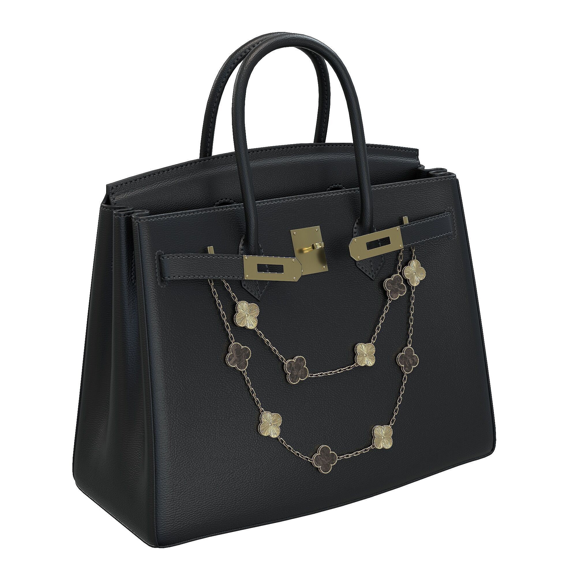 Hermes Birkin Bag with Chain Low-poly 3D model_2