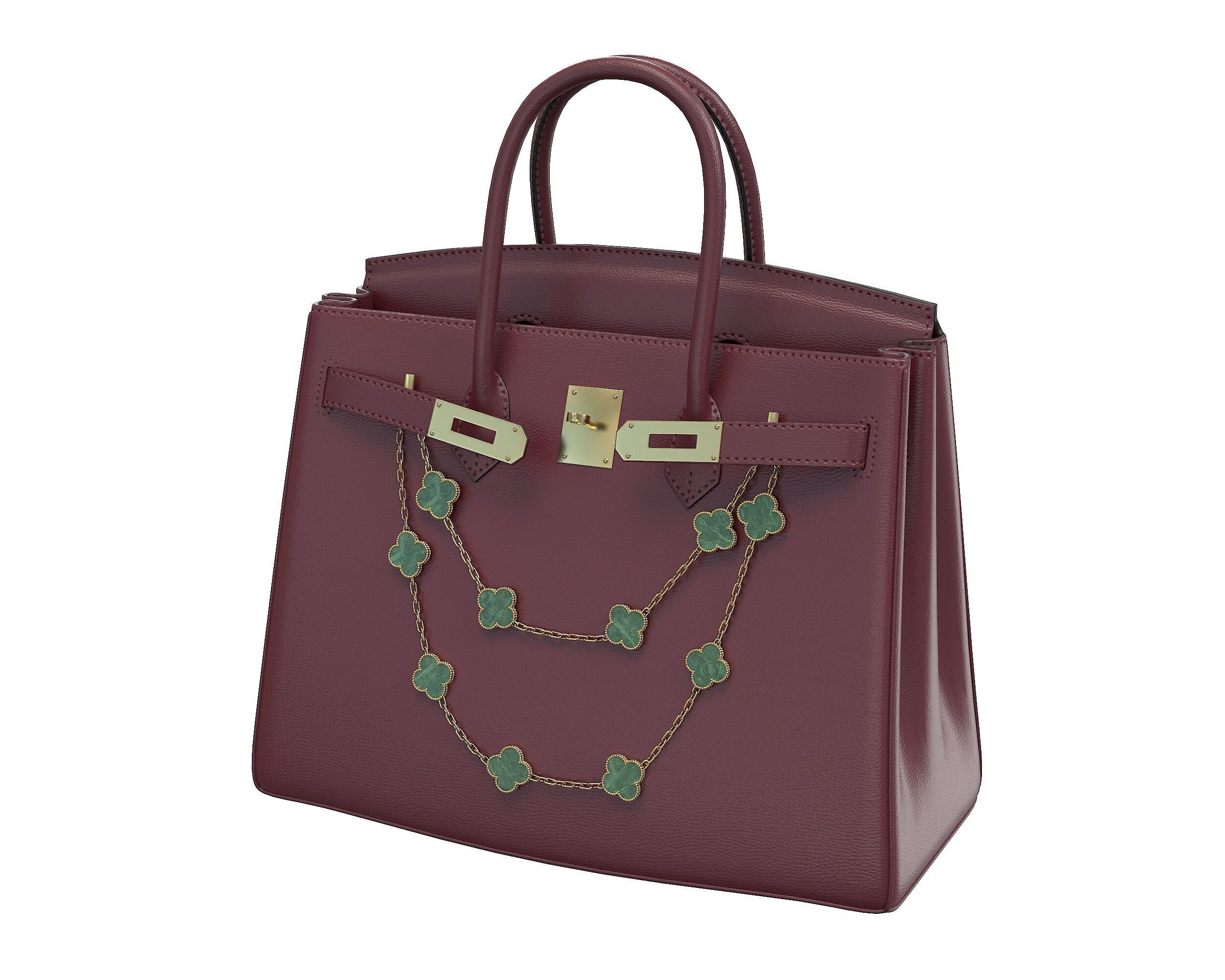 Hermes Birkin Bag with Chain Low-poly 3D model_9