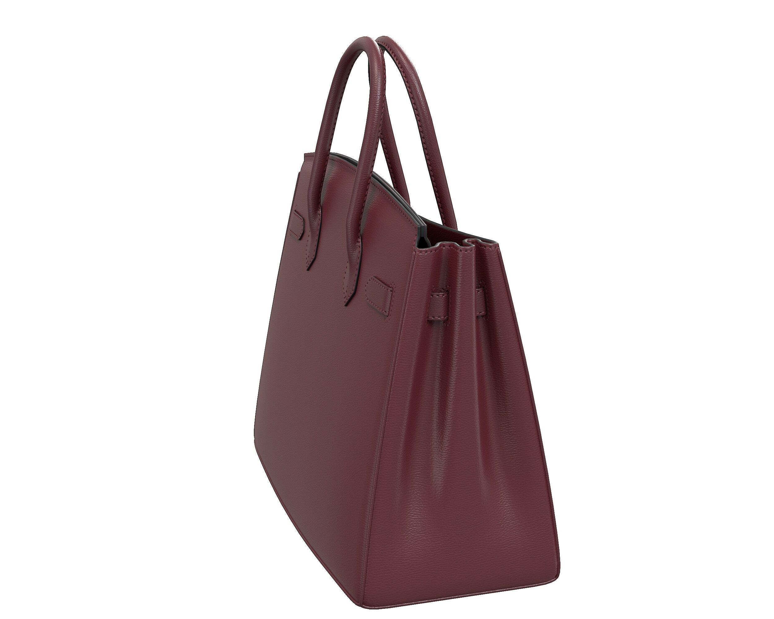 Hermes Birkin Bag with Chain Low-poly 3D model_11