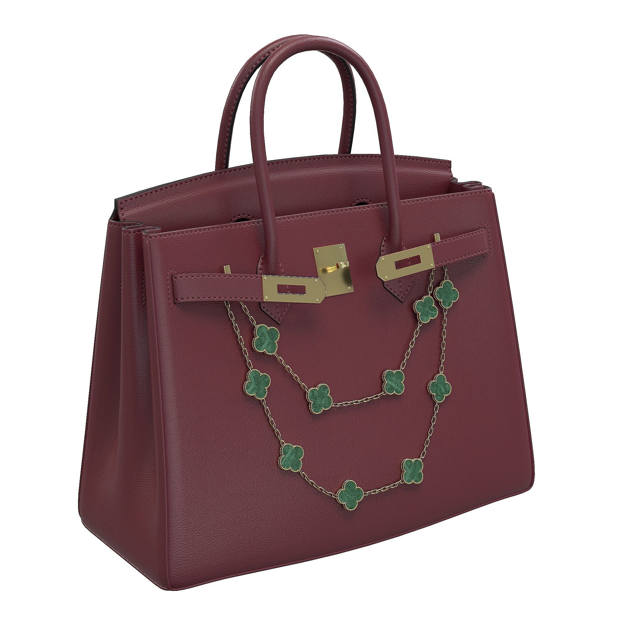 Hermes Birkin Bag with Chain Low-poly 3D model_10