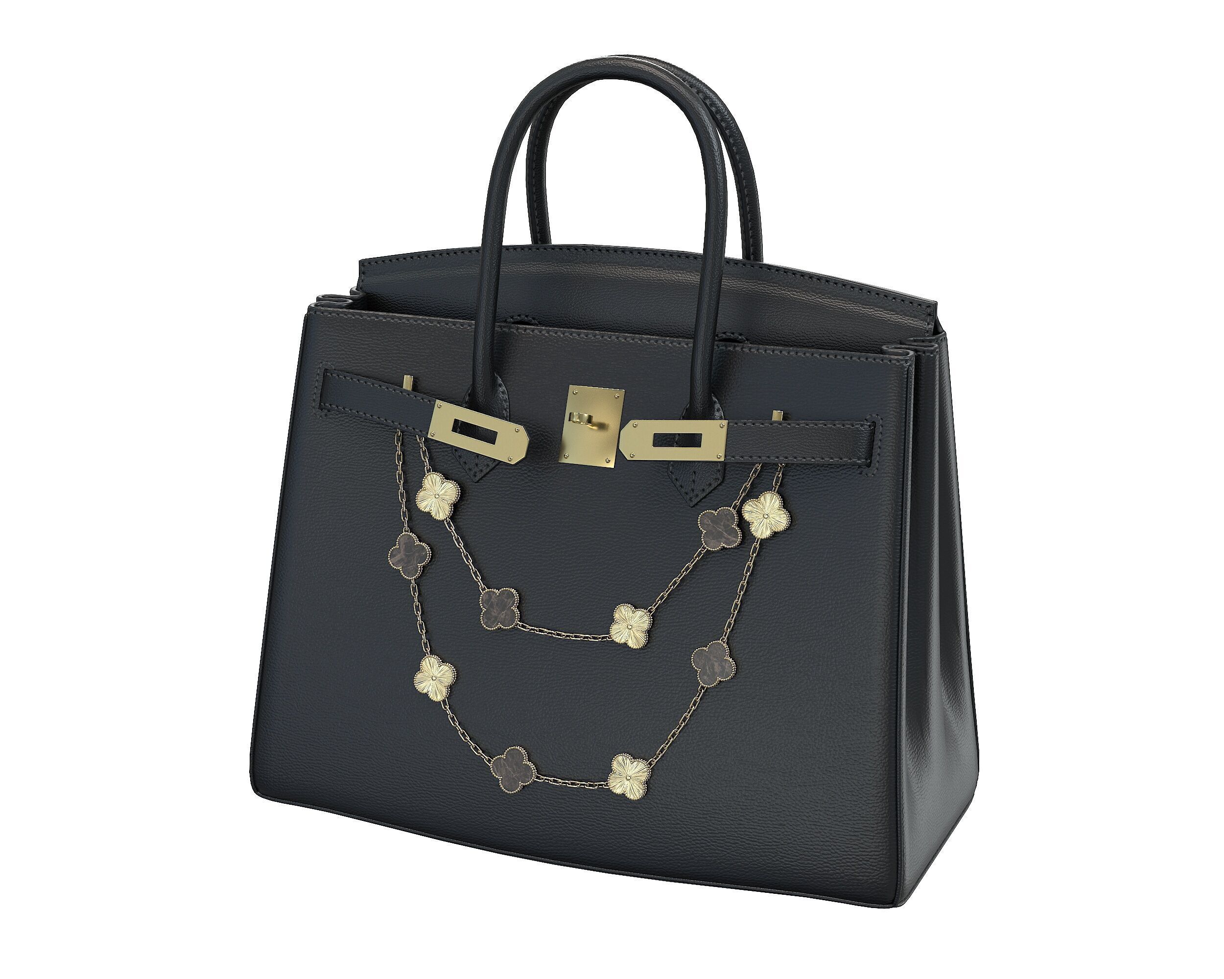 Hermes Birkin Bag with Chain Low-poly 3D model_6