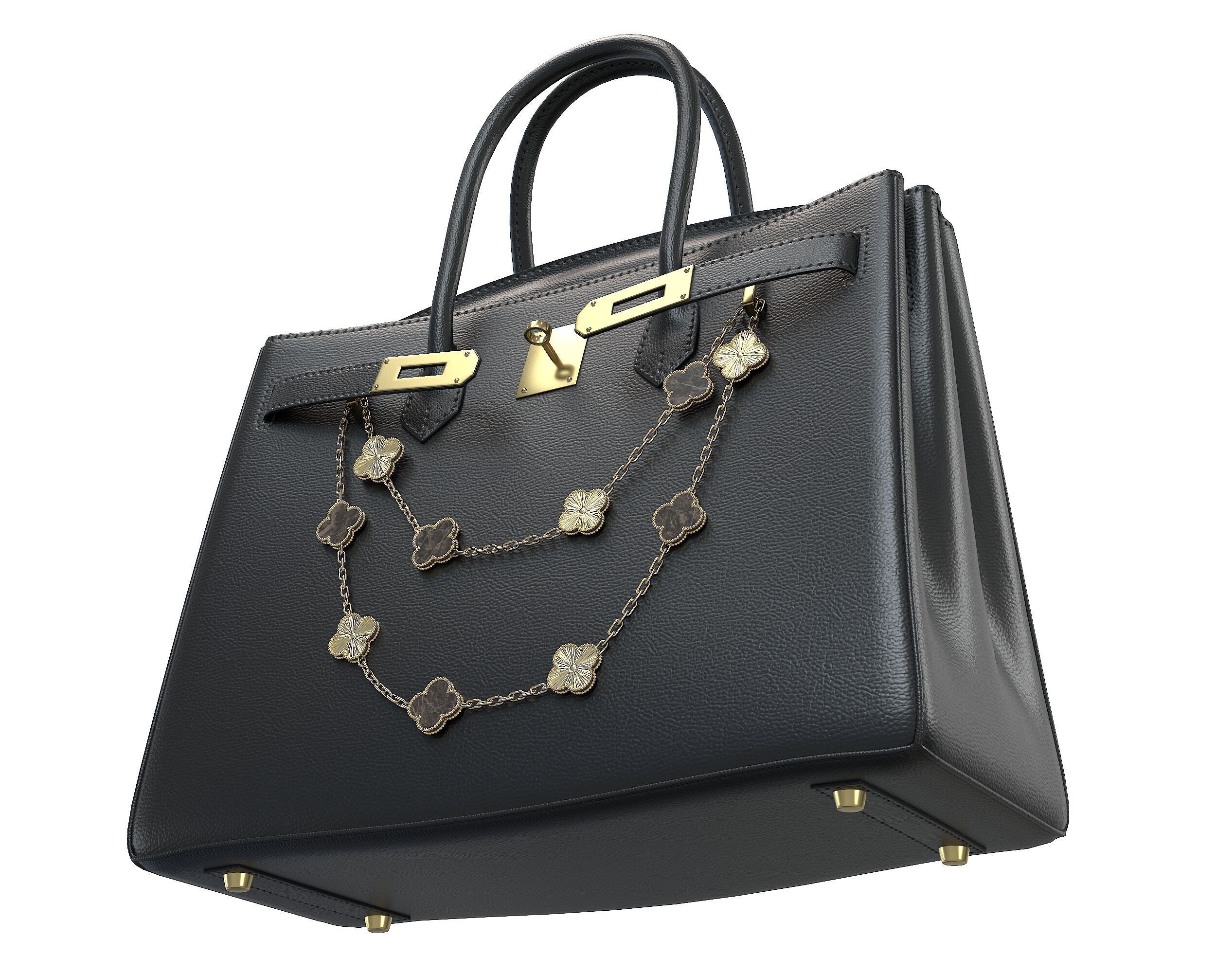 Hermes Birkin Bag with Chain Low-poly 3D model_1