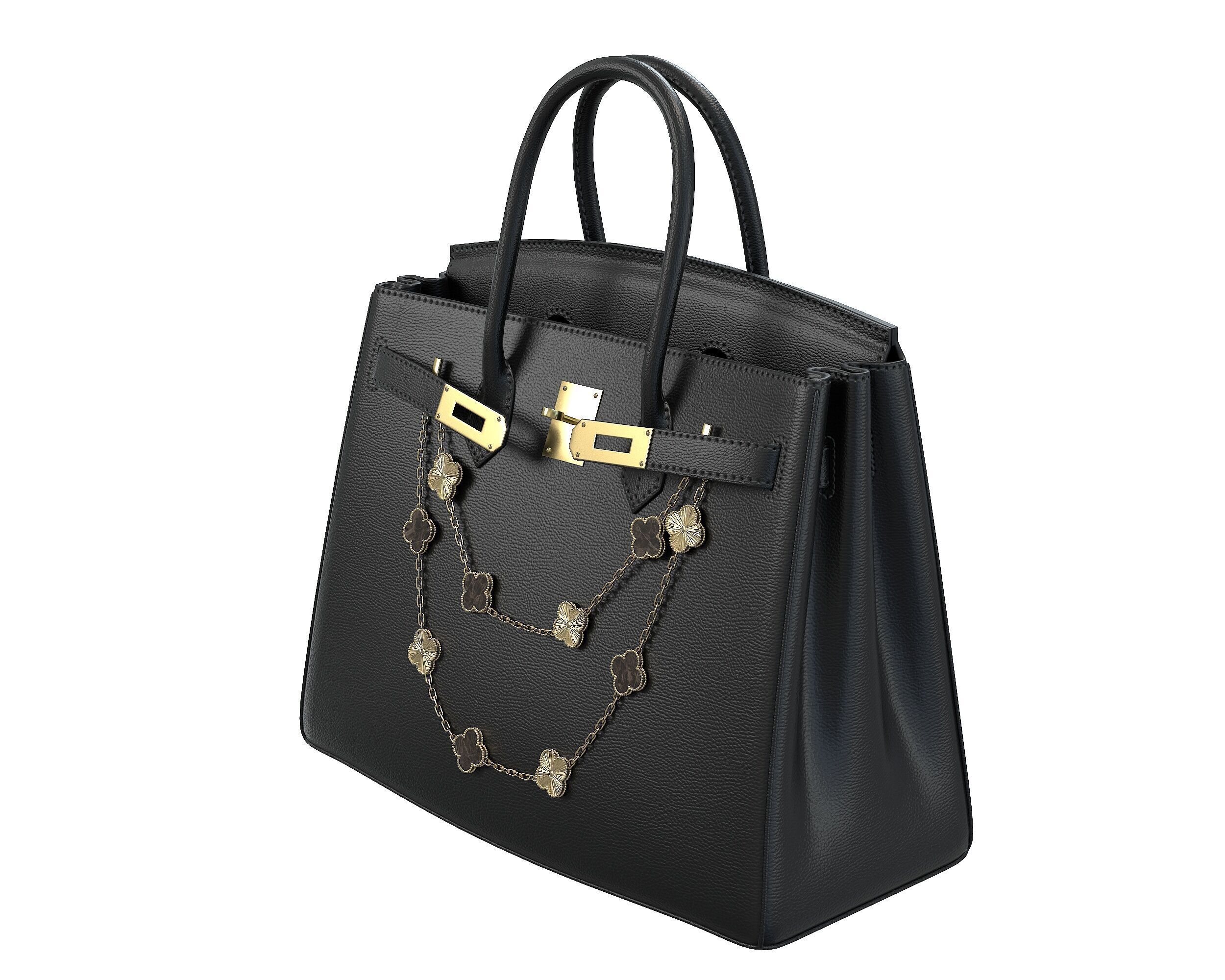 Hermes Birkin Bag with Chain Low-poly 3D model_5