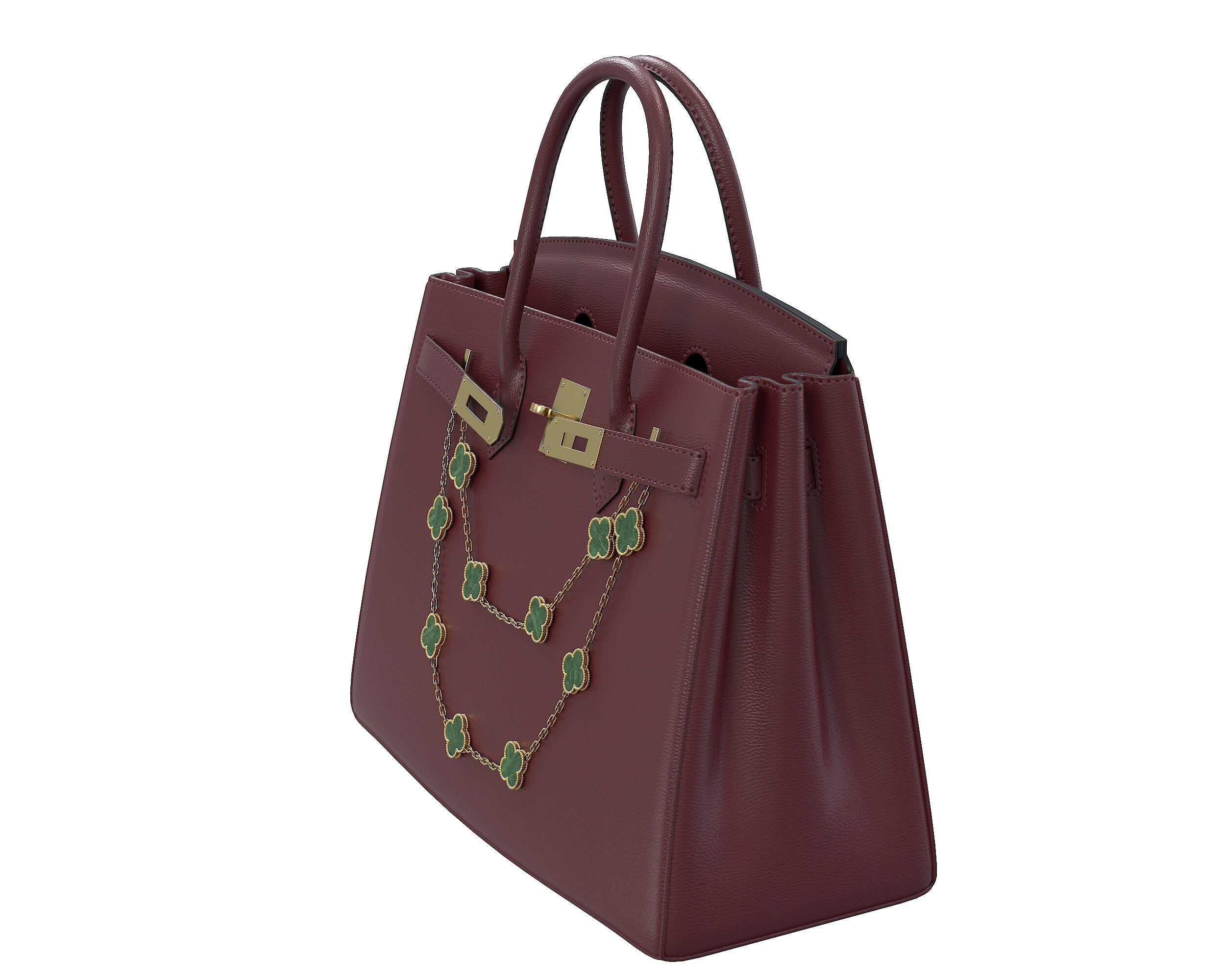 Hermes Birkin Bag with Chain Low-poly 3D model_7