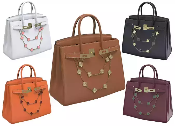Hermes Birkin Bag with Chain Low-poly 3D model