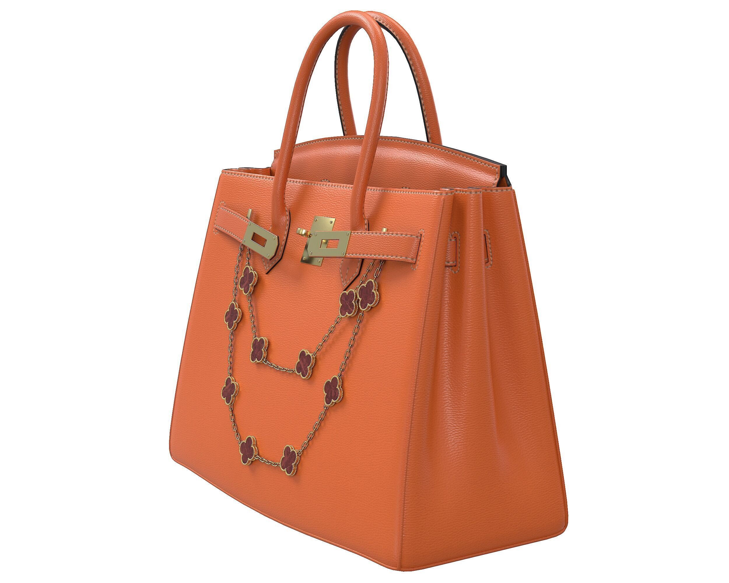 Hermes Birkin Bag with Chain Low-poly 3D model_24