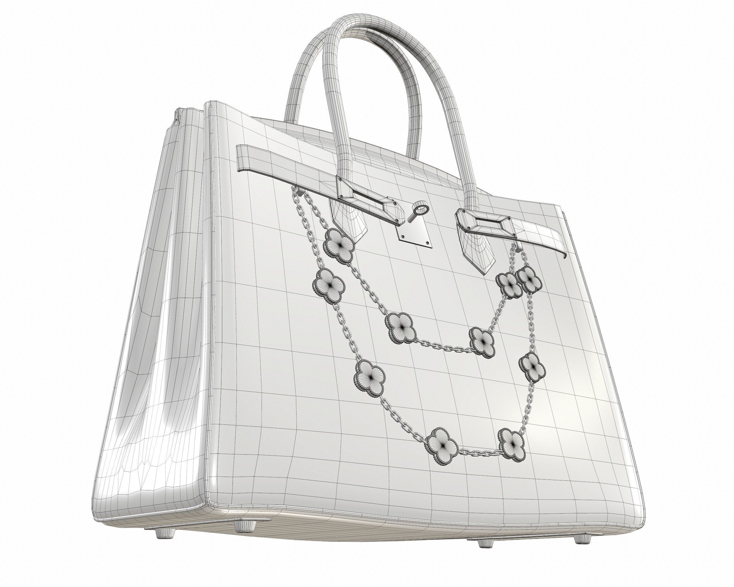 Hermes Birkin Bag with Chain Low-poly 3D model_31