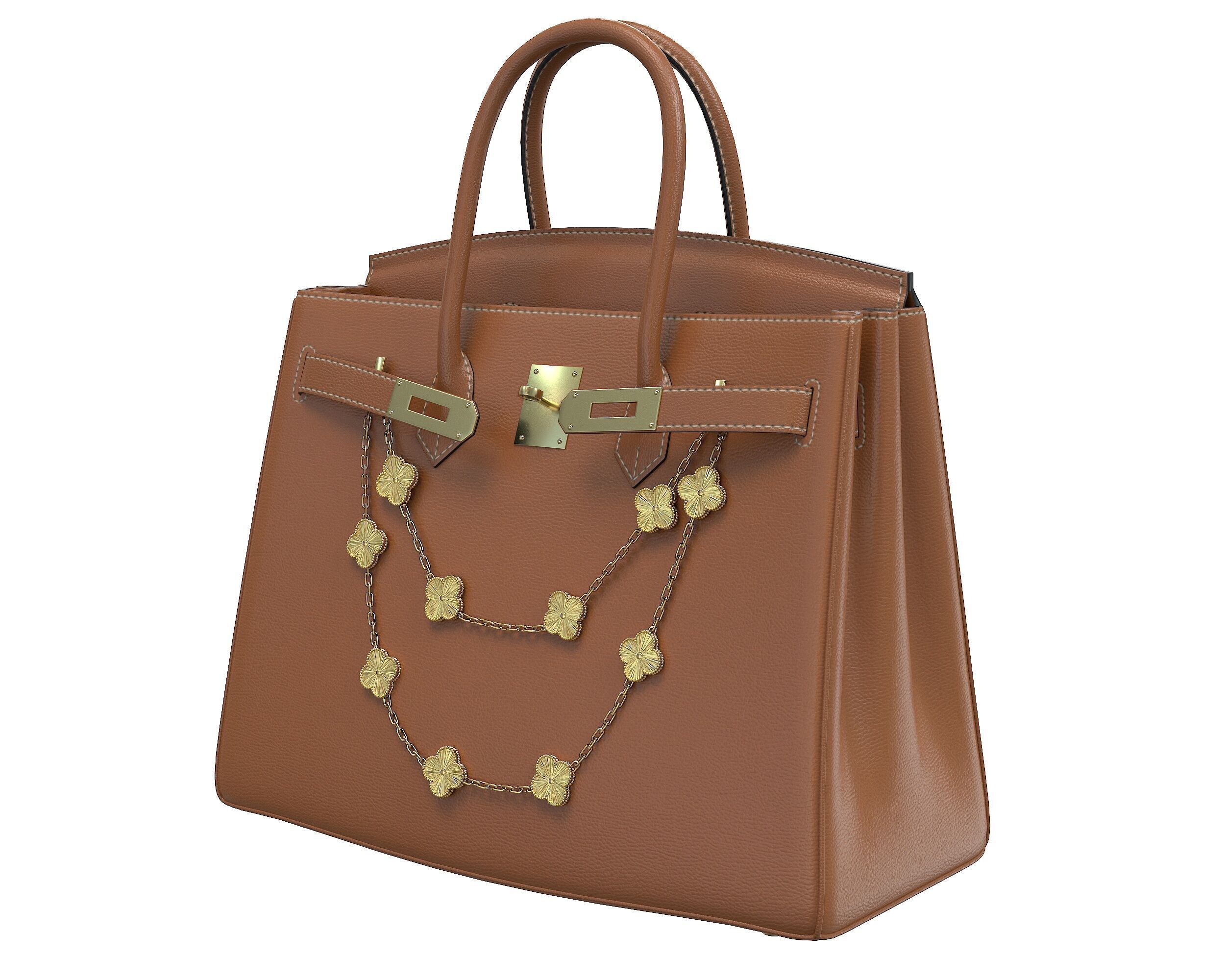 Hermes Birkin Bag with Chain Low-poly 3D model_15