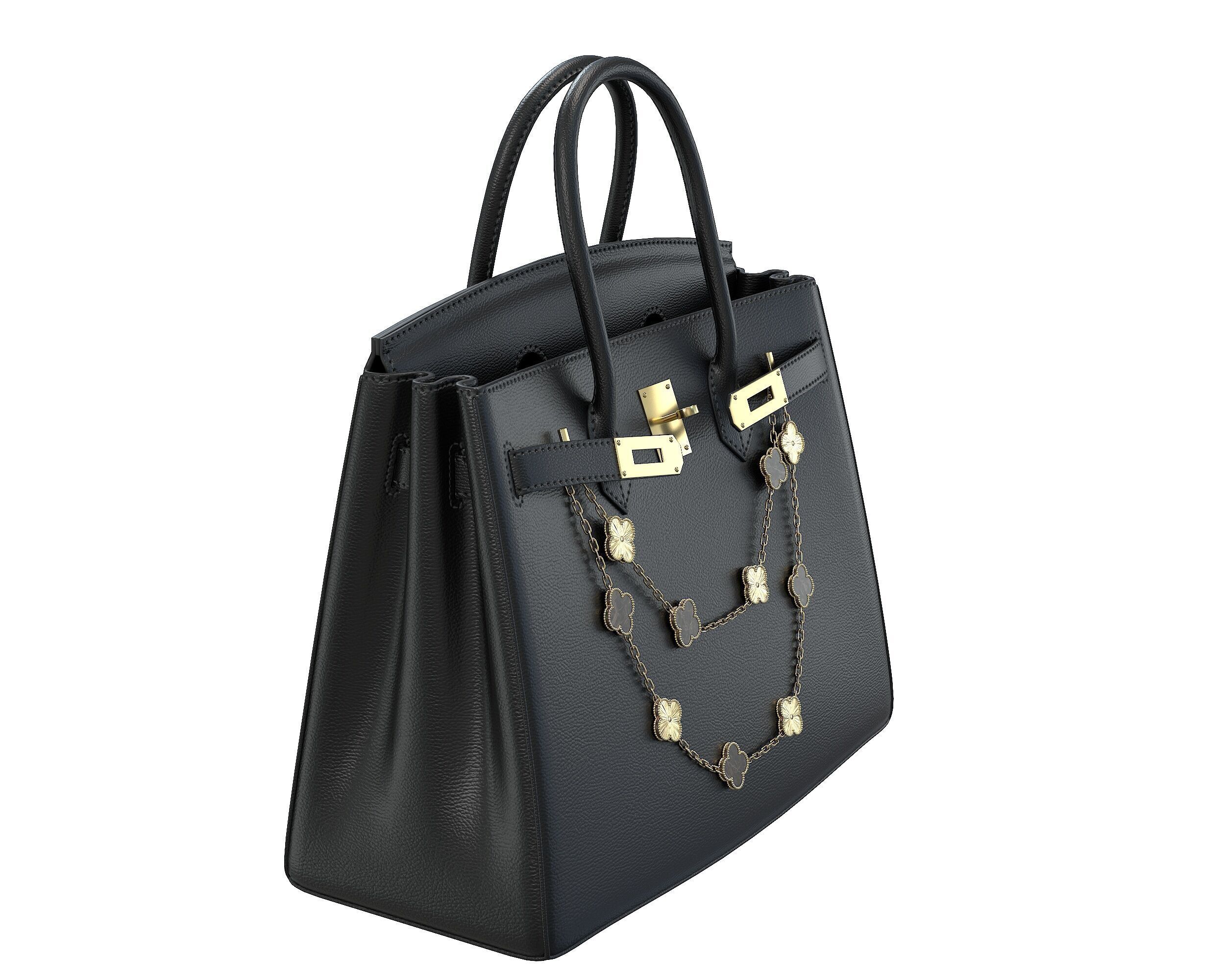 Hermes Birkin Bag with Chain Low-poly 3D model_3