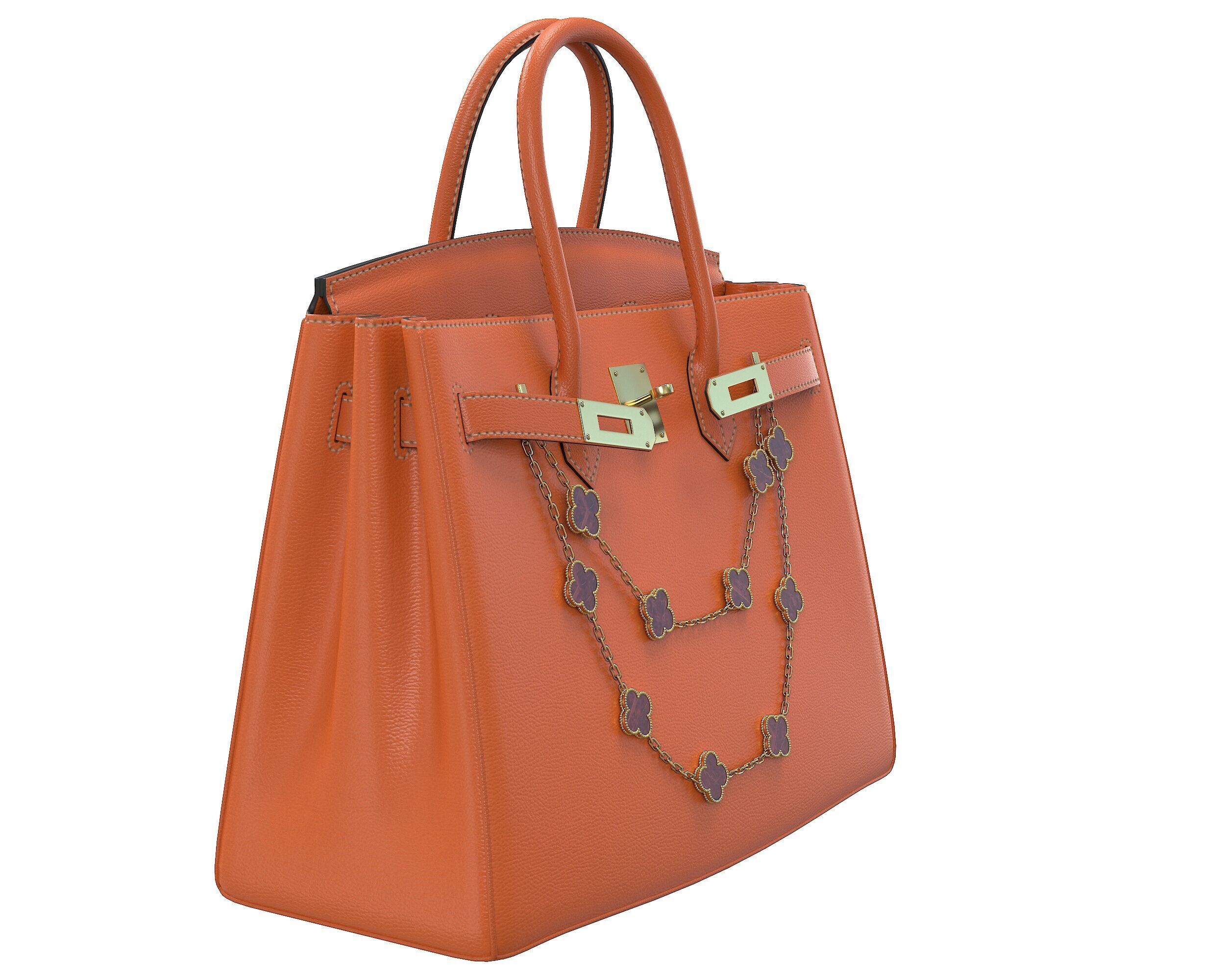 Hermes Birkin Bag with Chain Low-poly 3D model_22