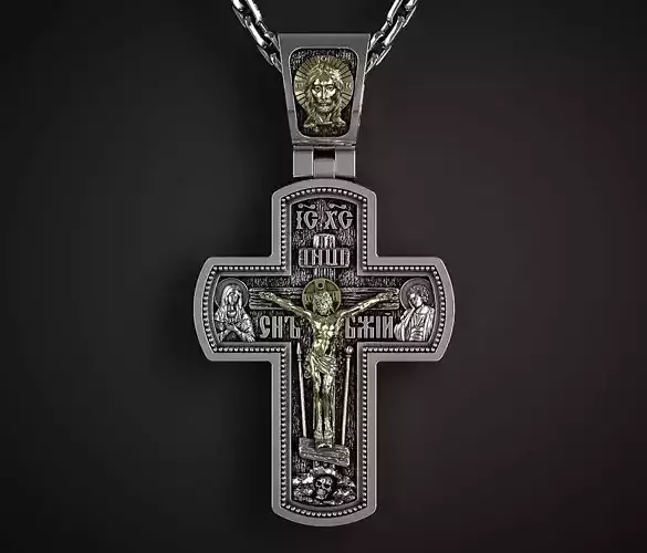 MASSIVE ORTHODOX CROSS WITH THE FACES OF SAINTS 3D print model