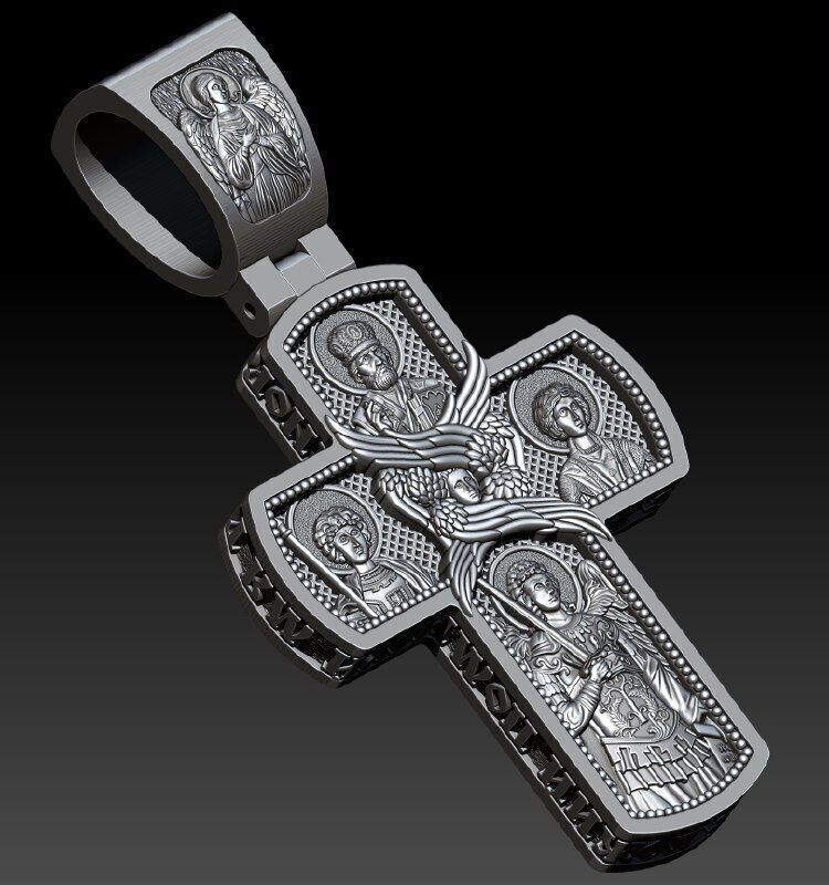 MASSIVE ORTHODOX CROSS WITH THE FACES OF SAINTS 3D print model_9
