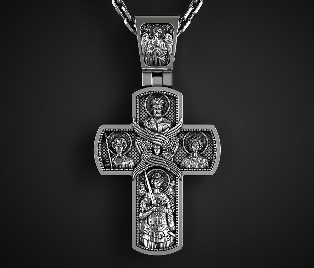 MASSIVE ORTHODOX CROSS WITH THE FACES OF SAINTS 3D print model_1