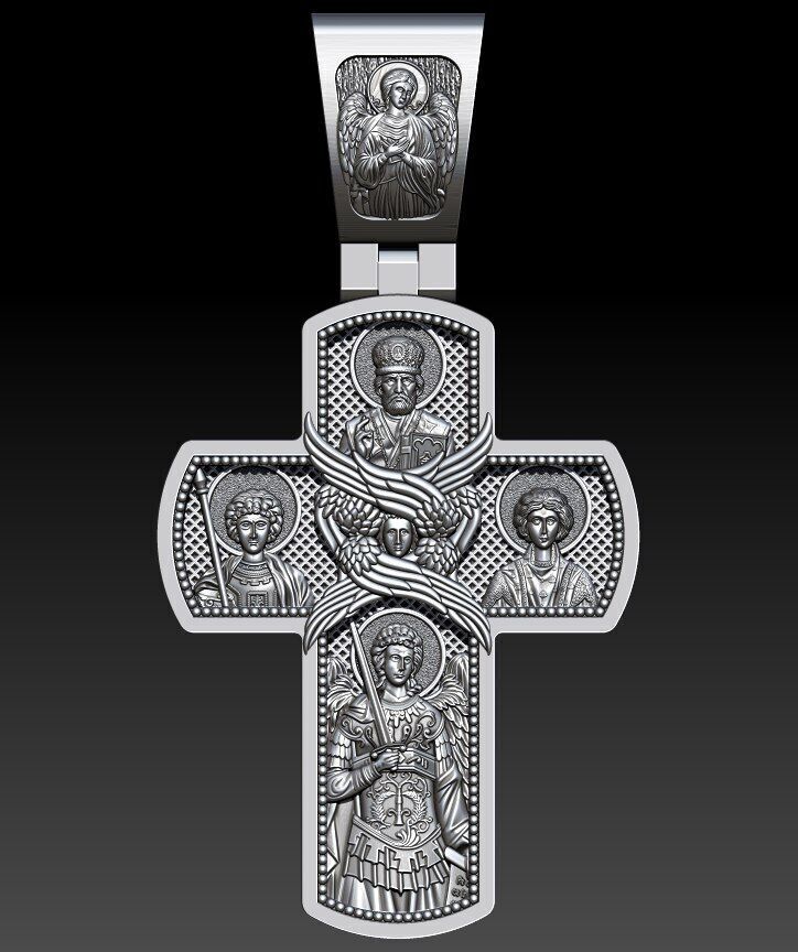 MASSIVE ORTHODOX CROSS WITH THE FACES OF SAINTS 3D print model_5