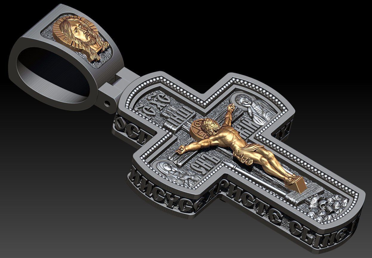 MASSIVE ORTHODOX CROSS WITH THE FACES OF SAINTS 3D print model_8