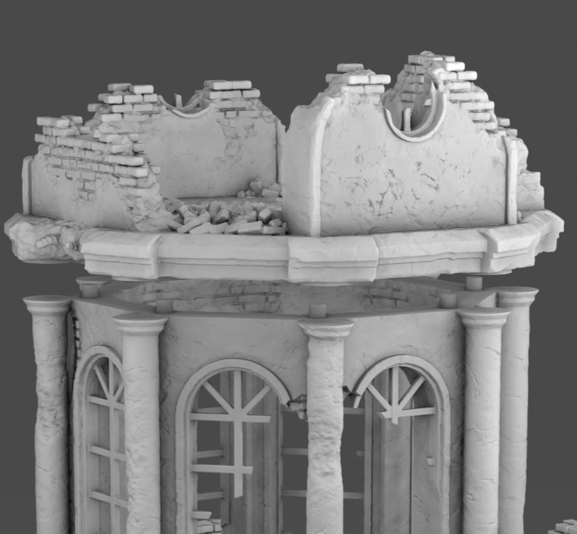 A ruined octagonal building 3D print model_12