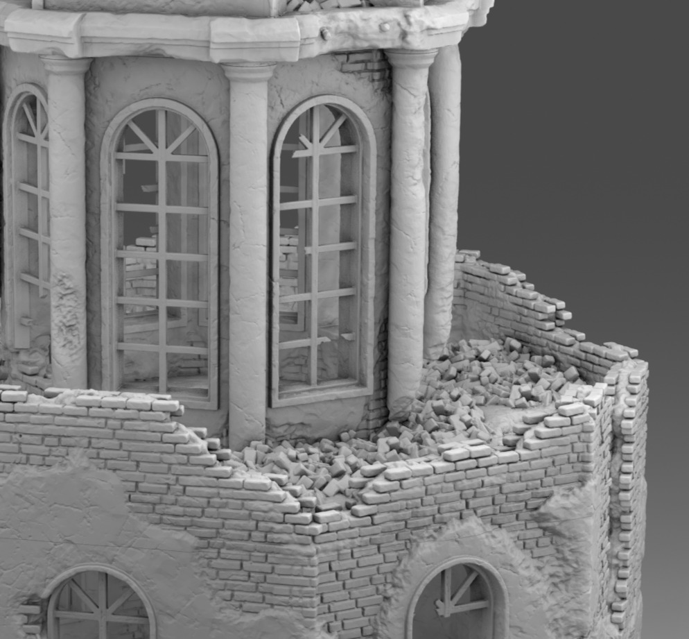 A ruined octagonal building 3D print model_8