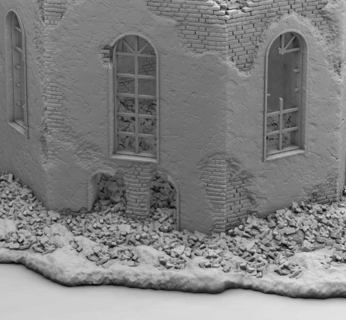 A ruined octagonal building 3D print model_7