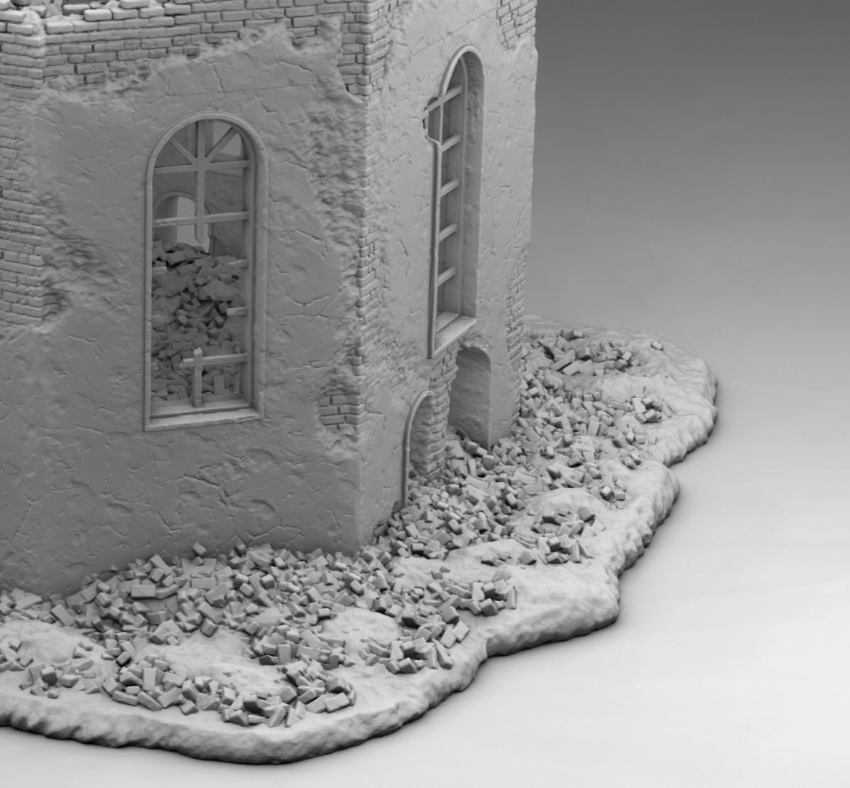 A ruined octagonal building 3D print model_6