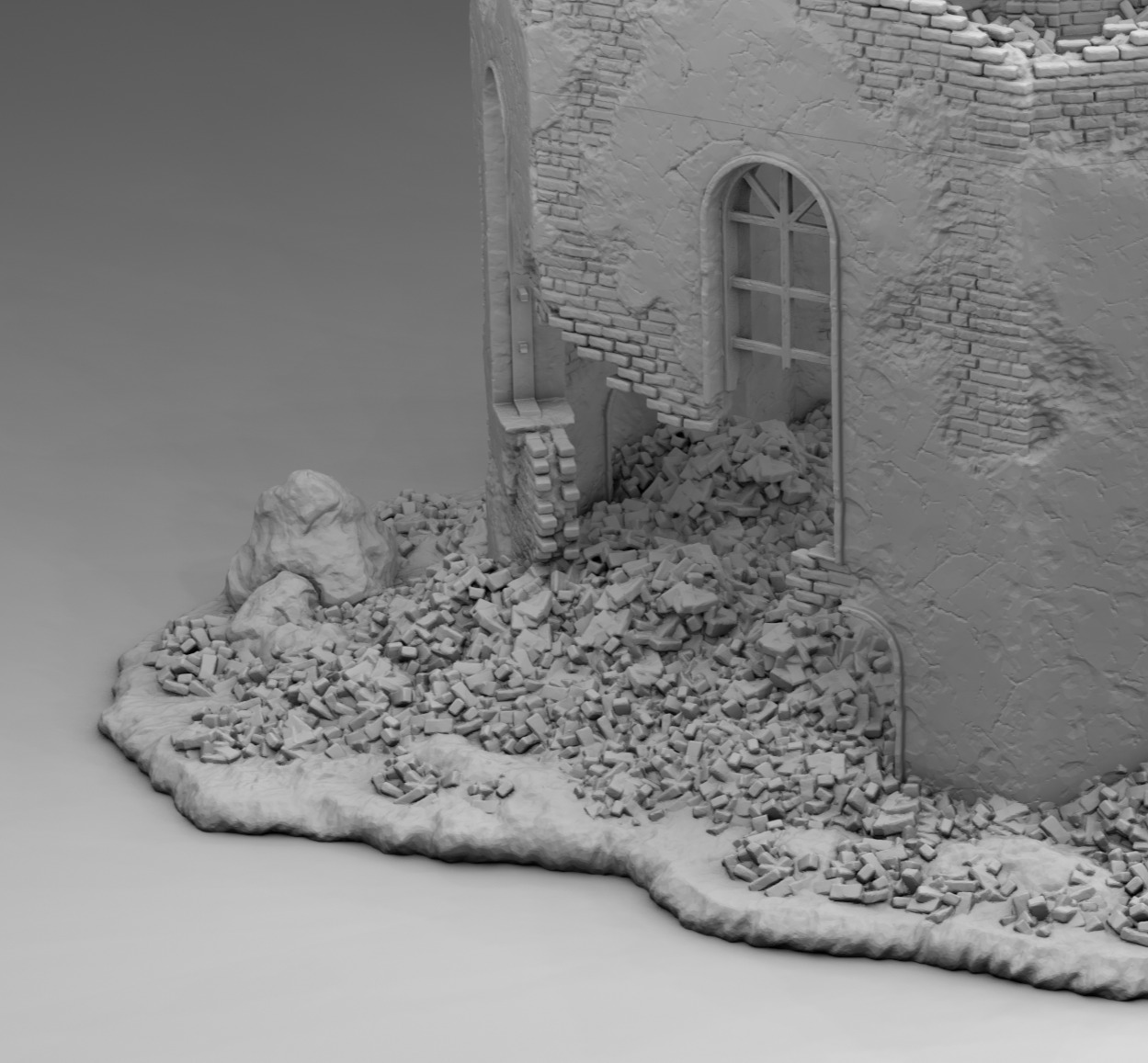 A ruined octagonal building 3D print model_4