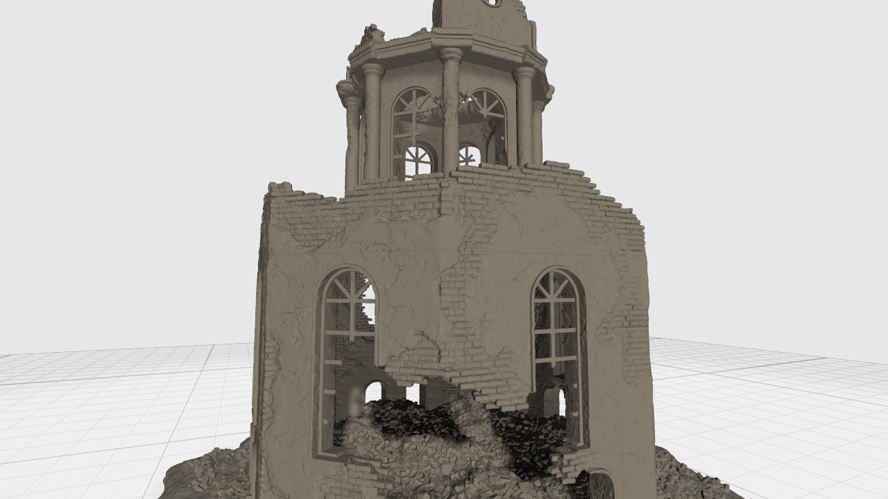 A ruined octagonal building 3D print model_17