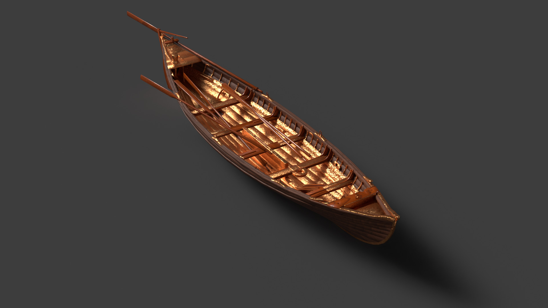 Chinese wooden boat   Low-poly 3D model_4