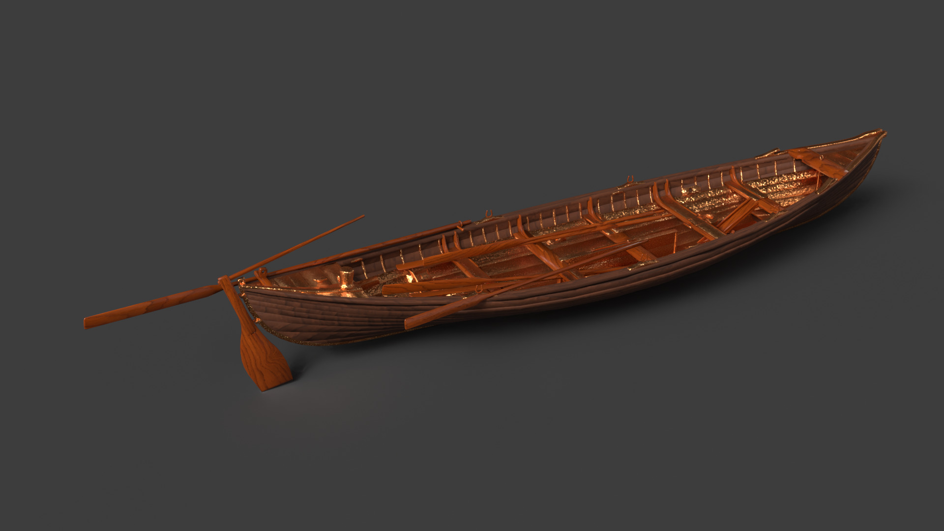 Chinese wooden boat   Low-poly 3D model_2